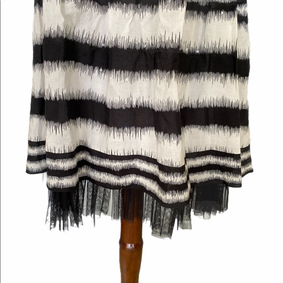 BCBGMaxazria Black White Sequin Flare Tunic Slip Dress - 10 - Picture 6 of 14